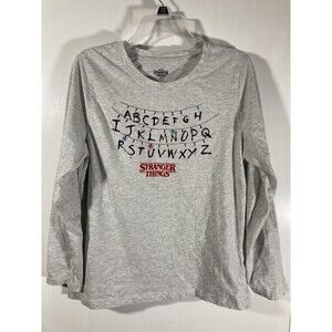 Stranger Things Long Sleeved Graphic Tee T-Shirt (L) • Gray • Netflix
